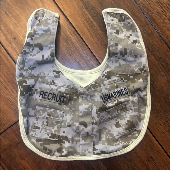 5/$25 Tiny Trooper Marine Recruit baby infant bib camo military 100% cotton - Picture 1 of 5